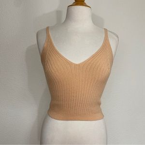 Amante Nude Fitted Ribbed Stretch Knit Cropped Tank Top Size XS/S Girlhoodcore